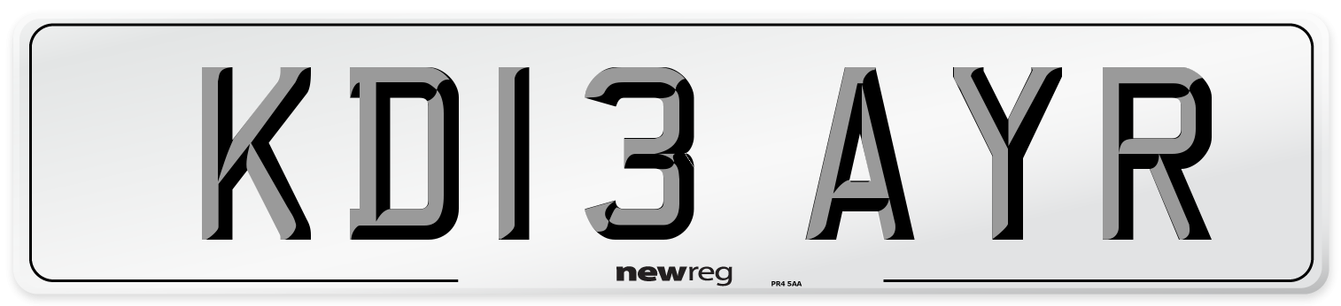 KD13 AYR Number Plate from New Reg
